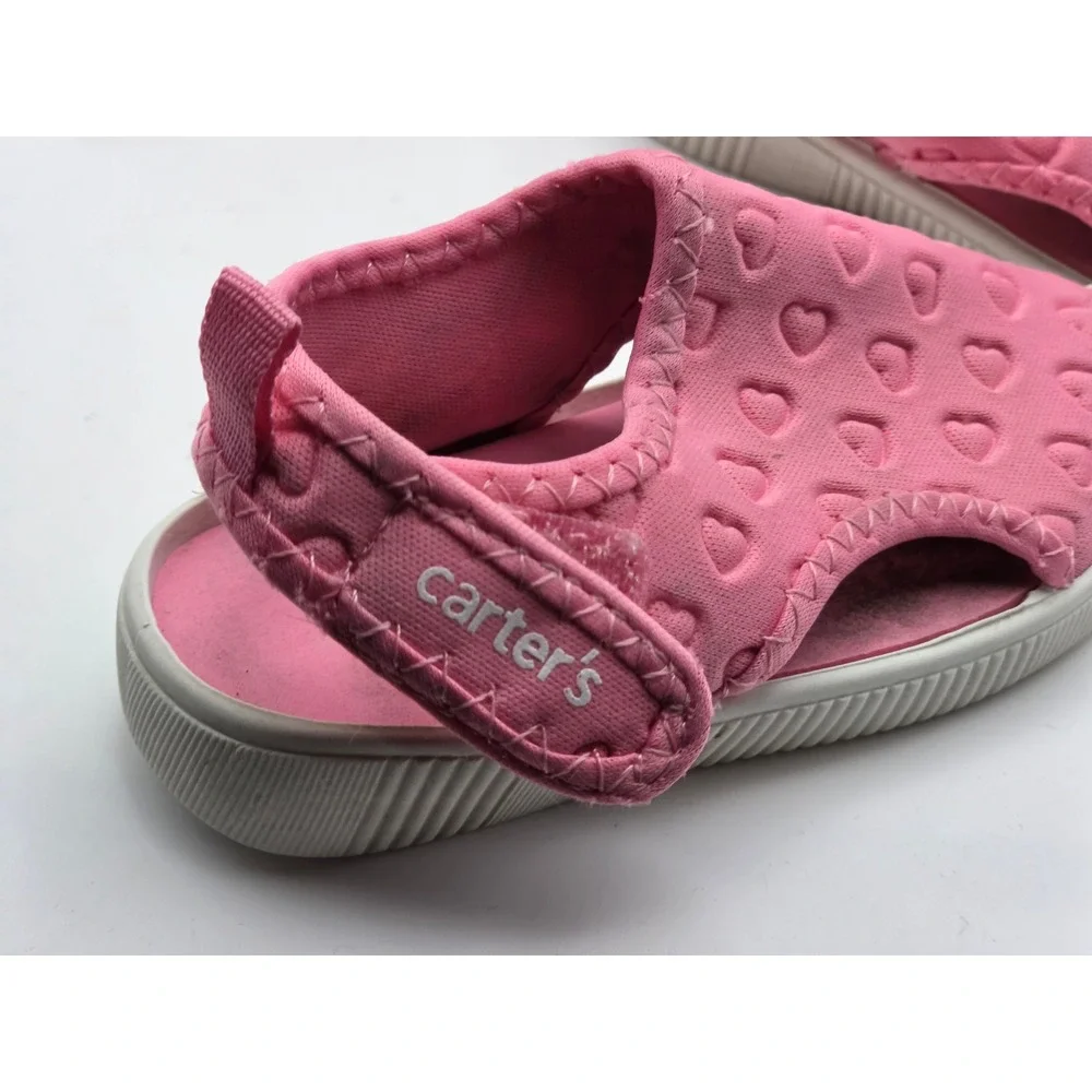 Carters Toddler Girls Pink Heart Embossed Water Shoes Sandals Size 5